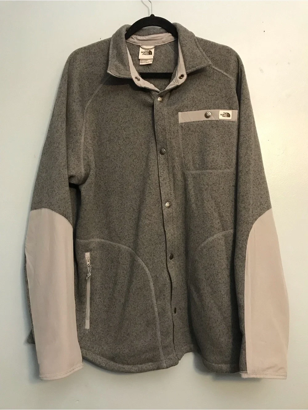 The North Face Men's Gray Two-Tone Fleece Snap Jacket